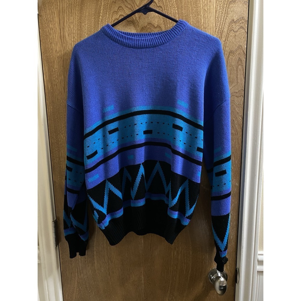 Vintage Repage Aztec 80s 90s Retro Sweater Multi-pattern Size M Bright Colorful